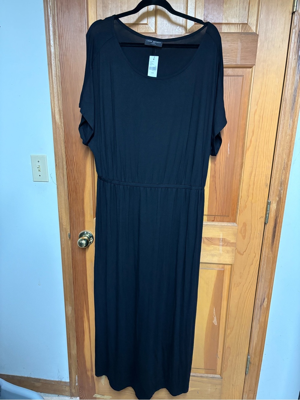Black Knit Scoop-Neck Dolman Sleeve Maxi Dress by Lane Bryant-18/20 NWT